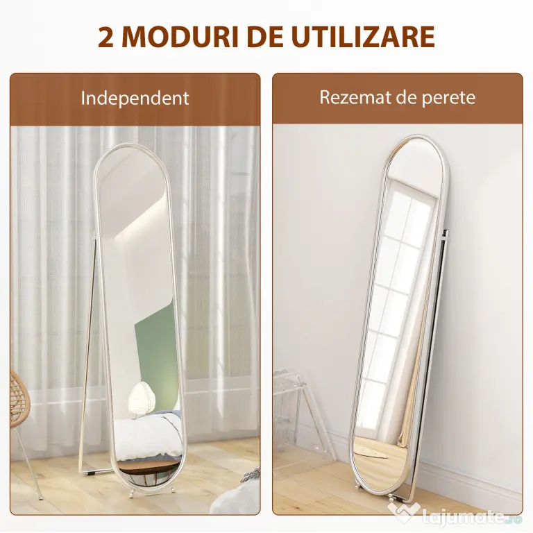 HOMCOM Oglindă Ovală Aurie Înaltă | Aosom Romania