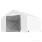 Outsunny Garaj Exterior pentru Motocicletă 3x3 m, Impermeabil, cu Ușă și Aerisiri Rulabile, Tentă Garage pentru Biciclete și Unelte din Metal și Material PE, Anti UV, Alb | Aosom Romania 