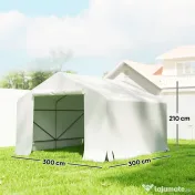 Outsunny Garaj Exterior pentru Motocicletă 3x3 m, Impermeabil, cu Ușă și Aerisiri Rulabile, Tentă Garage pentru Biciclete și Unelte din Metal și Material PE, Anti UV, Alb | Aosom Romania 