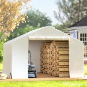 Outsunny Garaj Exterior pentru Motocicletă 3x3 m, Impermeabil, cu Ușă și Aerisiri Rulabile, Tentă Garage pentru Biciclete și Unelte din Metal și Material PE, Anti UV, Alb | Aosom Romania 