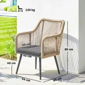 Outsunny Set 2 Scaune de Grădină din Ratan PE cu Perne Moi Lavabile și Brațe, Scaune pentru Dining Exterior din Oțel, pentru Terasă, Balcon, Grădină, Exterior, 54x65x80cm, Gri Închis | Aosom Romania 