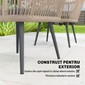 Outsunny Set 2 Scaune de Grădină din Ratan PE cu Perne Moi Lavabile și Brațe, Scaune pentru Dining Exterior din Oțel, pentru Terasă, Balcon, Grădină, Exterior, 54x65x80cm, Gri Închis | Aosom Romania 