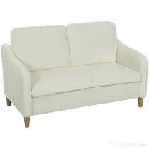HOMCOM Canapea 2 locuri modernă cu perne groase și tapițerie sherpa, 137x69x82 cm, crem