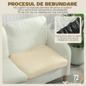 HOMCOM Divan 2 Locuri Imbottit în Sherpa cu Perne Detașabile, Picioare din Lemn de Eucalipt, Design Compact pentru Living, 137x69x82 cm, Crem | Aosom Romania 