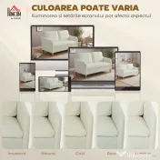 HOMCOM Divan 2 Locuri Imbottit în Sherpa cu Perne Detașabile, Picioare din Lemn de Eucalipt, Design Compact pentru Living, 137x69x82 cm, Crem | Aosom Romania 