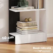 HOMCOM Raft Îngust cu 5 Etajere, Raft Economisitor de Spațiu Modern din Lemn, Bibliotecă pentru Baie, Living, Dormitor, Birou, 45x21x170 cm, Alb și Negru | Aosom Romania 