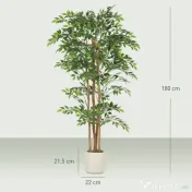 HOMCOM Plantă artificială Ficus Banyan din PEVA și lemn, cu ramuri flexibile și ghiveci din PP și ciment | Aosom Romania 
