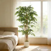 HOMCOM Plantă artificială Ficus Banyan din PEVA și lemn, cu ramuri flexibile și ghiveci din PP și ciment | Aosom Romania 