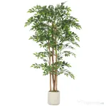 HOMCOM Plantă Artificială Ficus Banyan din Peva și Lemn, cu Ramuri Flexibile și Ghiveci din PP și Ciment, Verde