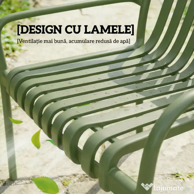 Outsunny Set 4 Scaune de Grădină Stivuibile din Plastic Anti-UV, Scaune pentru Prânz în Exterior cu Spătar Ergonomic cu Lamele și Mânere, pentru Terasă Balcon Grădină Exterior Interior, 55x58,5x81,5 cm, Verde | Aosom Romania