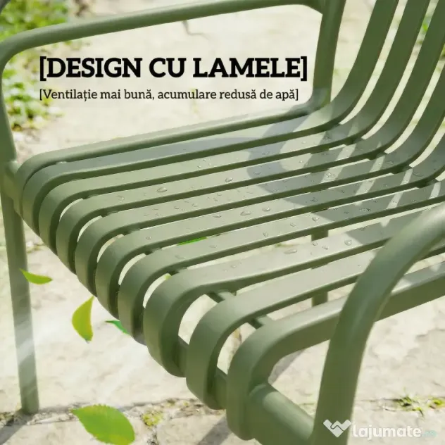 Outsunny Set 4 Scaune de Grădină Stivuibile din Plastic Anti-UV, Scaune pentru Prânz în Exterior cu Spătar Ergonomic cu Lamele și Mânere, pentru Terasă Balcon Grădină Exterior Interior, 55x58,5x81,5 cm, Verde | Aosom Romania