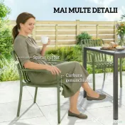 Outsunny Set 4 Scaune de Grădină Stivuibile din Plastic Anti-UV, Scaune pentru Prânz în Exterior cu Spătar Ergonomic cu Lamele și Mânere, pentru Terasă Balcon Grădină Exterior Interior, 55x58,5x81,5 cm, Verde | Aosom Romania 