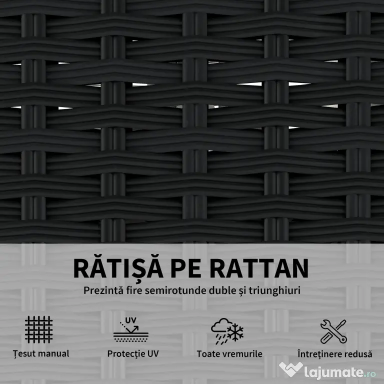 Outsunny Set Modular de Grădină din Rattan cu Perne, Canapea de Colț Gri, 5 Piese | Aosom Romania