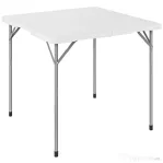 Outsunny Masă de Camping Pliabilă Pătrată, din Metal și HDPE, 86x86x74 cm, Alb