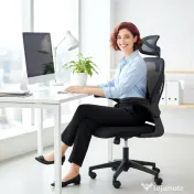 HOMCOM Scaun de Birou Ergonomic cu Brațe Rabatabile și Spătar Pliabil, Scaun de Birou cu Funcție Balansoar, Tetieră Reglabilă, Șezut Rotativ, Negru | Aosom Romania