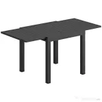 Outsunny Masă de Grădină Extensibilă cu Șipci pentru 4-6 Persoane, din Aluminiu, 80-160x80x75 cm, Neagră