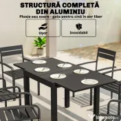 Outsunny Masă de Grădină Extensibilă pentru 4-6 Persoane 80/160x80 cm, Masă de Prânz pentru Exterior din Aluminiu cu Blat Lamelar, pentru Terasă, Balcon, Negru | Aosom Romania 