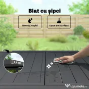 Outsunny Masă de Grădină Extensibilă pentru 4-6 Persoane 80/160x80 cm, Masă de Prânz pentru Exterior din Aluminiu cu Blat Lamelar, pentru Terasă, Balcon, Negru | Aosom Romania 