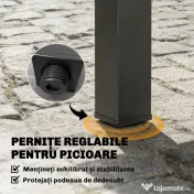 Outsunny Masă de Grădină Extensibilă pentru 4-6 Persoane 80/160x80 cm, Masă de Prânz pentru Exterior din Aluminiu cu Blat Lamelar, pentru Terasă, Balcon, Negru | Aosom Romania 