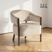 HOMCOM Fotoliu Elegante Tapițat cu Catifea Chenille și Cadru din Lemn Masiv, Fotoliu Modern pentru Living și Dormitor, Bej | Aosom Romania