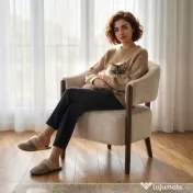 HOMCOM Fotoliu Elegante Tapițat cu Catifea Chenille și Cadru din Lemn Masiv, Fotoliu Modern pentru Living și Dormitor, Bej | Aosom Romania