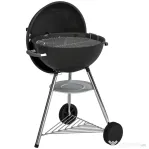Outsunny Barbecue Portabil pe Cărbune cu Raft Inferior și Roți, Negru
