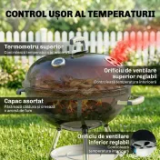 Outsunny Grătar rotund tip kettle | Aosom Romania