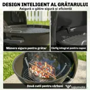 Outsunny Grătar rotund tip kettle | Aosom Romania