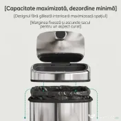 HOMCOM Coș de gunoi cu senzor infraroșu 50L, 2 moduri de deschidere, oțel inoxidabil, argintiu | Aosom Romania