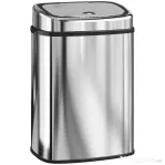 HOMCOM Coș de gunoi cu senzor infraroșu 50L, 2 moduri de deschidere, oțel inoxidabil, argintiu