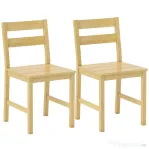 HOMCOM Set de 2 scaune de dining din bambus cu spătar curbat și șezut cu lamele, culoare lemn natural