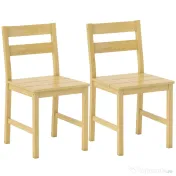 HOMCOM Set de 2 Scaune de Masă din Bambus, Scaune de Bucătărie cu Spătar Curbat, Șezut cu Lamele, Scaun pentru Bucătărie, Dormitor, Living, Culoare Naturală | Aosom Romania 