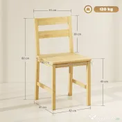 HOMCOM Set de 2 Scaune de Masă din Bambus, Scaune de Bucătărie cu Spătar Curbat, Șezut cu Lamele, Scaun pentru Bucătărie, Dormitor, Living, Culoare Naturală | Aosom Romania 
