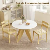 HOMCOM Set de 2 Scaune de Masă din Bambus, Scaune de Bucătărie cu Spătar Curbat, Șezut cu Lamele, Scaun pentru Bucătărie, Dormitor, Living, Culoare Naturală | Aosom Romania 