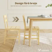 HOMCOM Set de 2 Scaune de Masă din Bambus, Scaune de Bucătărie cu Spătar Curbat, Șezut cu Lamele, Scaun pentru Bucătărie, Dormitor, Living, Culoare Naturală | Aosom Romania 
