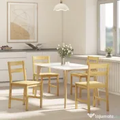 HOMCOM Set de 2 Scaune de Masă din Bambus, Scaune de Bucătărie cu Spătar Curbat, Șezut cu Lamele, Scaun pentru Bucătărie, Dormitor, Living, Culoare Naturală | Aosom Romania 