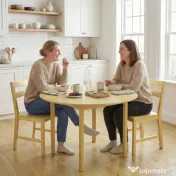 HOMCOM Set de 2 Scaune de Masă din Bambus, Scaune de Bucătărie cu Spătar Curbat, Șezut cu Lamele, Scaun pentru Bucătărie, Dormitor, Living, Culoare Naturală | Aosom Romania 