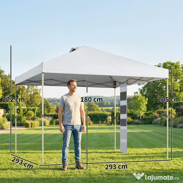 Outsunny Pavilion 3x3 m Pop-Up cu Buzunare, UPF 50+, cu Saci de Nisip și Geantă cu Roți | Aosom Romania
