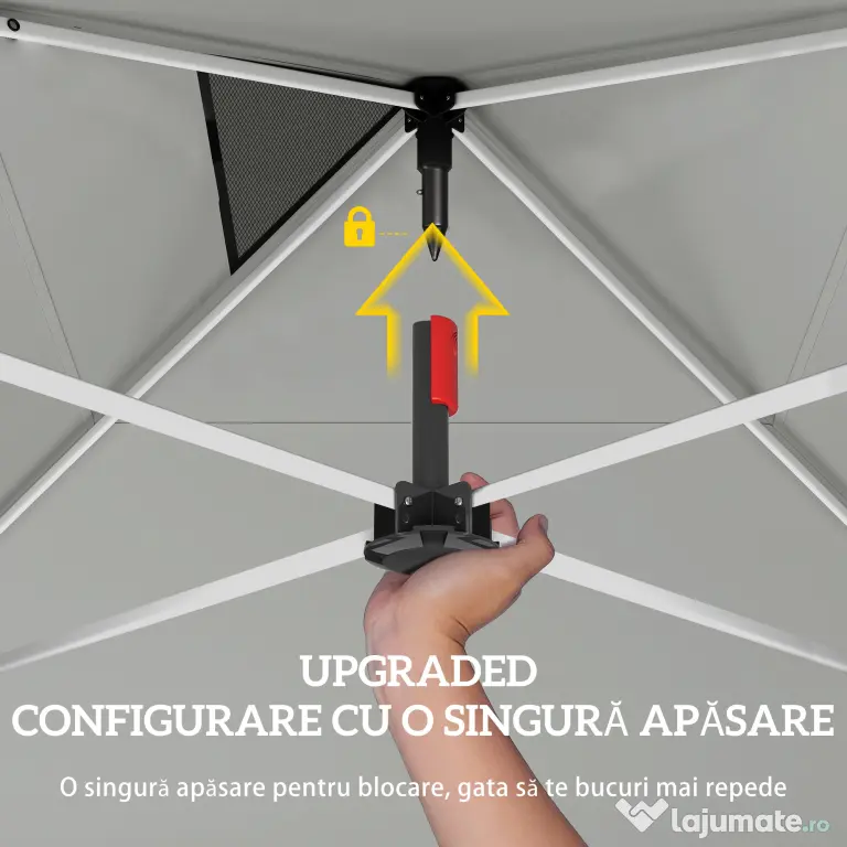 Outsunny Pavilion 3x3 m Pop-Up cu Buzunare, UPF 50+, cu Saci de Nisip și Geantă cu Roți | Aosom Romania