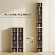 HOMCOM Set de 2 Rafturi pentru CD-uri cu Polițe Reglabile, Capacitate 204 CD-uri, Design Compact, 21x22,5x88,5 cm, Stejar | Aosom Romania