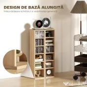 HOMCOM Set de 2 Rafturi pentru CD-uri cu Polițe Reglabile, Capacitate 204 CD-uri, Design Compact, 21x22,5x88,5 cm, Stejar | Aosom Romania
