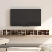 HOMCOM Set de 2 Rafturi pentru CD-uri cu Polițe Reglabile, Capacitate 204 CD-uri, Design Compact, 21x22,5x88,5 cm, Stejar | Aosom Romania