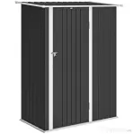 Outsunny Magazie pentru Unelte din Metal cu Acoperiș Înclinat și Ușă Blocabilă, 142x86x189 cm, Gri Închis