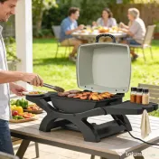 Outsunny barbecue electric 2300W, portabil de masă cu rafturi laterale, culoare negru. | Aosom Romania 