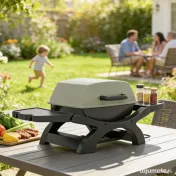 Outsunny barbecue electric 2300W, portabil de masă cu rafturi laterale, culoare negru. | Aosom Romania 