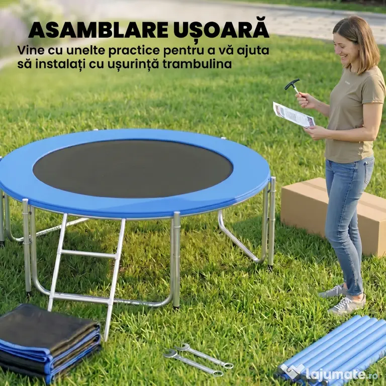 SPORTNOW trambulină elastică, trambulină, covor elastic, trambulină elastică de grădină, trambulină cu plasă | Aosom Romania
