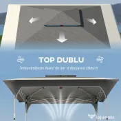 Outsunny Pavilion Pliabil 3.5x3.5 m Pop Up, Montare Ușoară cu Buton Central, Pavilion de Grădină Reglabil pe Înălțime cu Acoperiș Dublu, Geantă de Transport, UV50+, pentru Exterior, Gri Închis | Aosom Romania