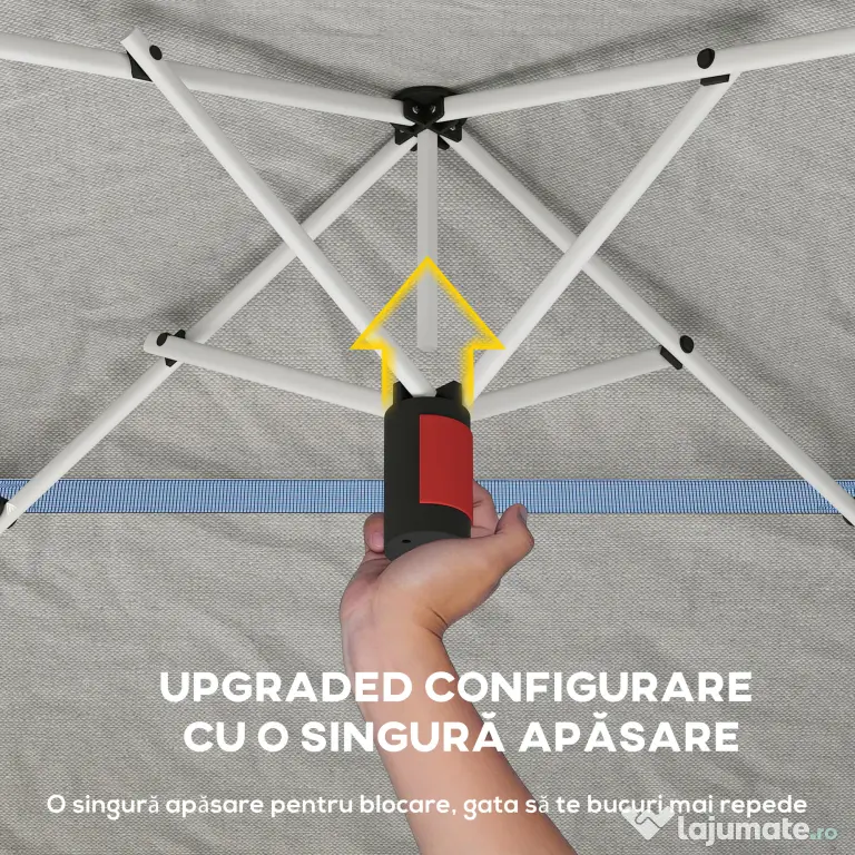 Outsunny Pavilion Pliabil 3.5x3.5 m Pop Up, Montare Ușoară cu Buton Central, Pavilion de Grădină Reglabil pe Înălțime cu Acoperiș Dublu, Geantă de Transport, UV50+, pentru Exterior, Gri Închis | Aosom Romania