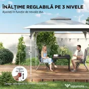 Outsunny Pavilion Pliabil 3.5x3.5 m Pop Up, Montare Ușoară cu Buton Central, Pavilion de Grădină Reglabil pe Înălțime cu Acoperiș Dublu, Geantă de Transport, UV50+, pentru Exterior, Gri Închis | Aosom Romania