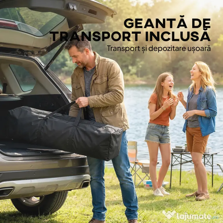 Outsunny Pavilion Pliabil 3.5x3.5 m Pop Up, Montare Ușoară cu Buton Central, Pavilion de Grădină Reglabil pe Înălțime cu Acoperiș Dublu, Geantă de Transport, UV50+, pentru Exterior, Gri Închis | Aosom Romania